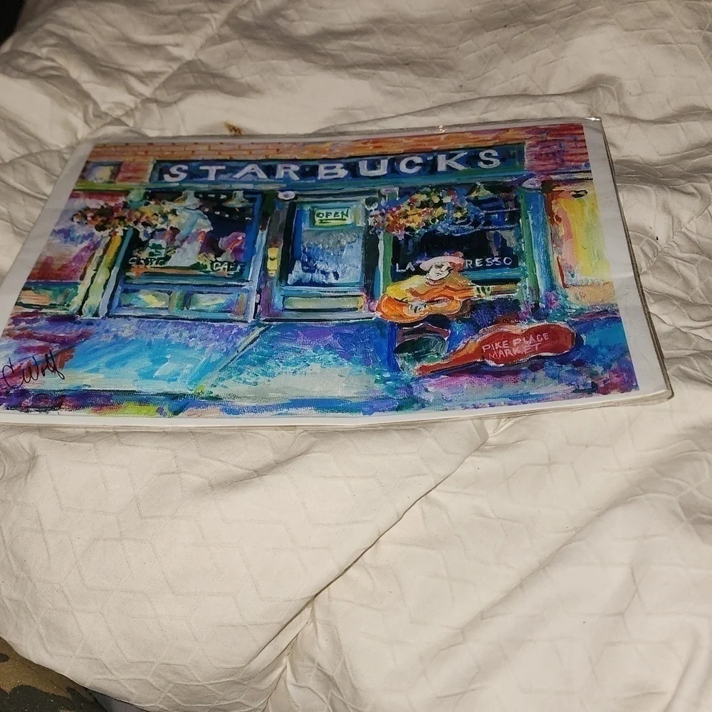 Five Starbucks Vintage Demi Coffee Cups and Original Wall Art - Picture 7 of 7